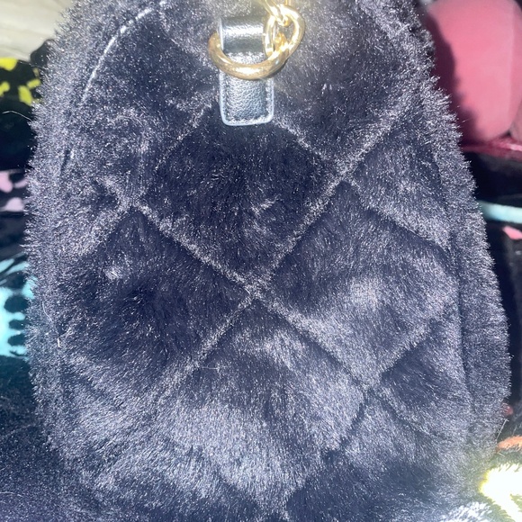Juicy Couture black fuzzy satchel purse